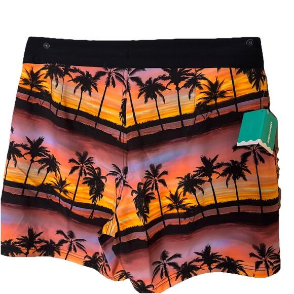 Sea-Doo Board Shorts Women Medium Swim Trunks Palm Trees Beach Sunset NWT - Picture 7 of 8